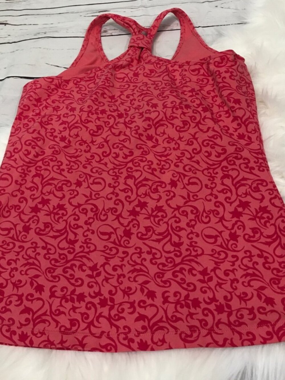 Marika Collection, Racerback Tank, Size L-Bright Orange/Red